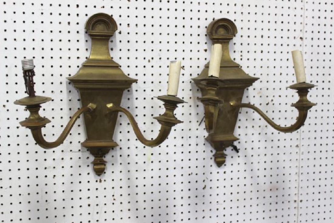 Pair Georgian Style Bronze 2-Light Sconces (1 of 2)