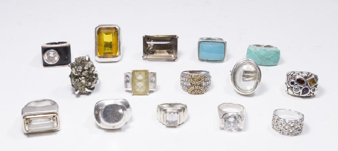 Lot of 15 Vintage Most Sterling Silver Rings (1 of 4)