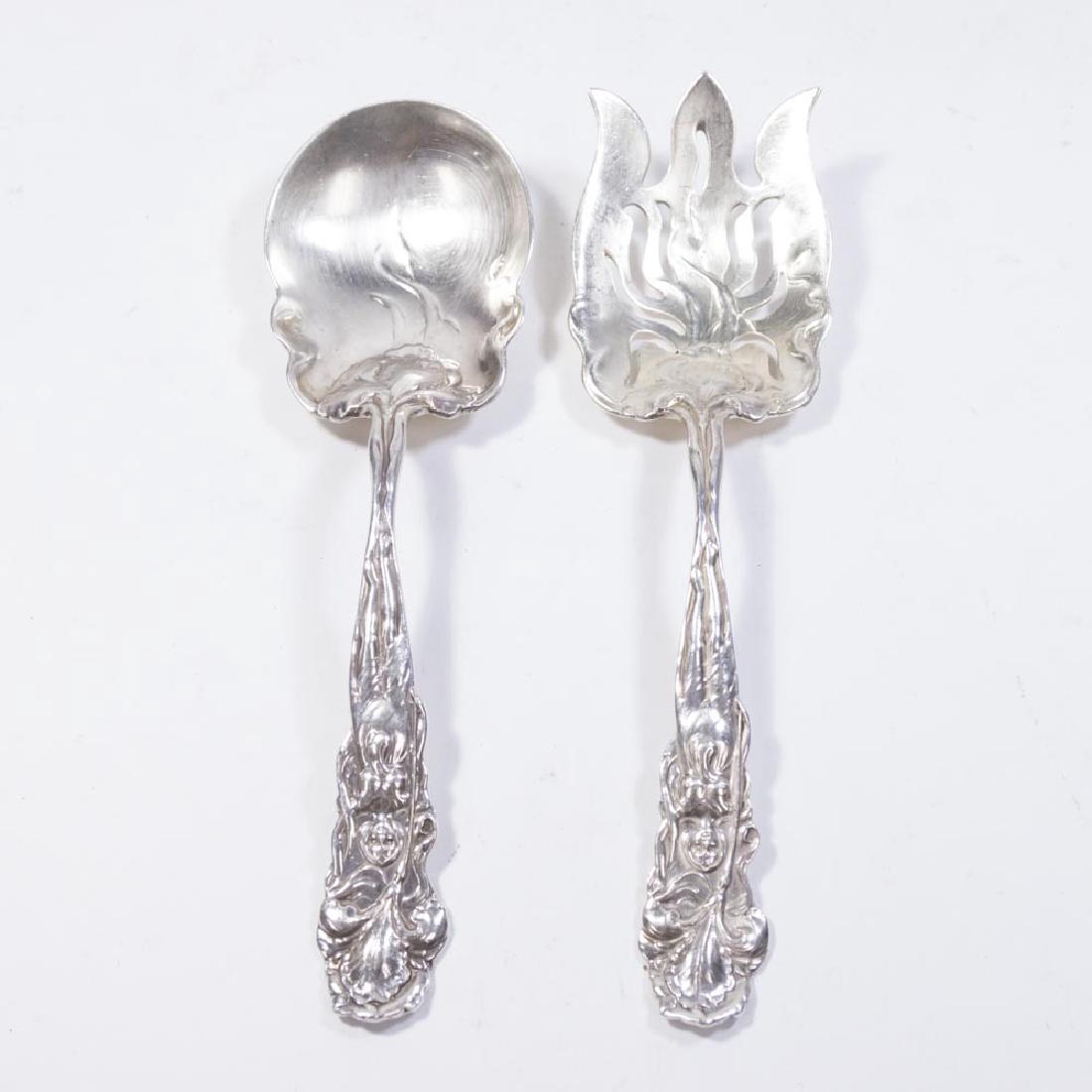 Sterling Silver Art Nouveau "Iris" Salad Set (1 of 4)