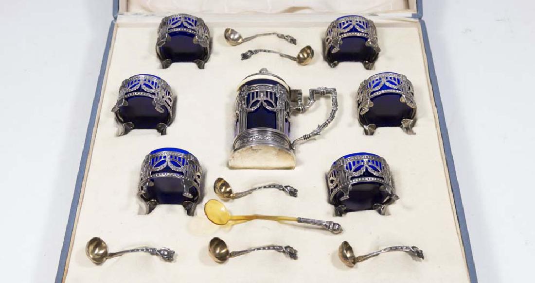 800 Silver Salt Cellar & Mustard Set (1 of 5)