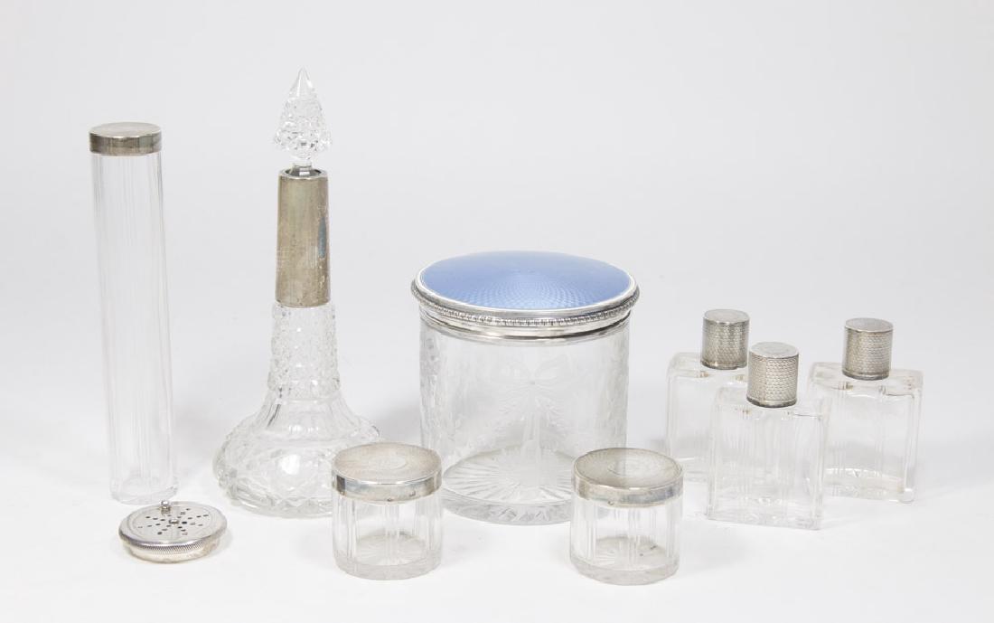 9 Sterling Silver Mounted Cut Glass Jars & Bottles (1 of 5)