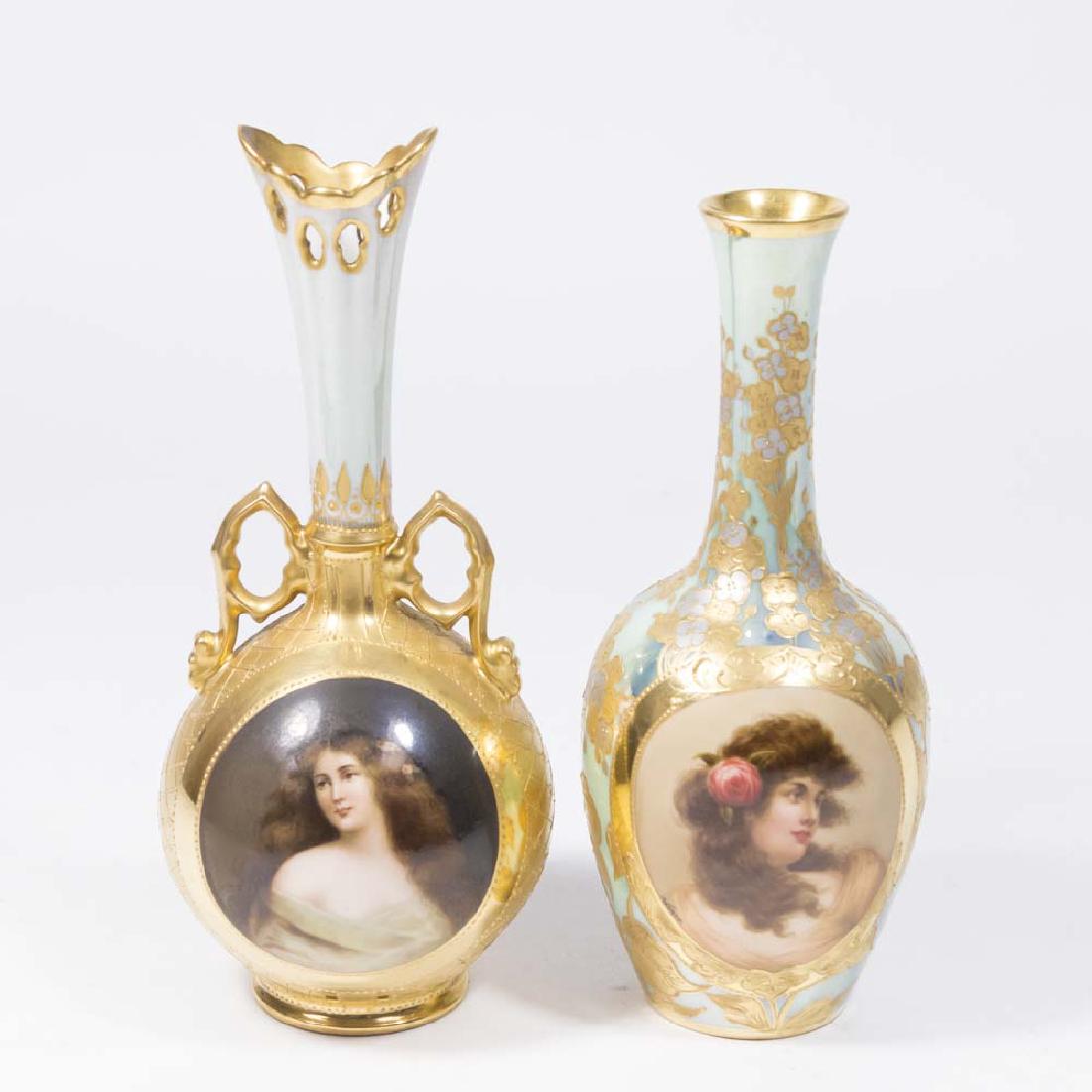 2 Royal Vienna Porcelain Portrait Cabinet Vases (1 of 5)