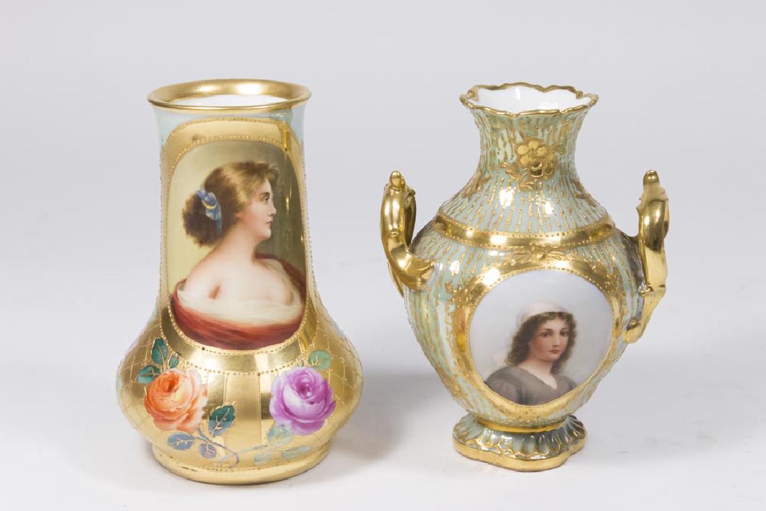 2 Royal Vienna Porcelain Portrait Cabinet Vases (1 of 10)