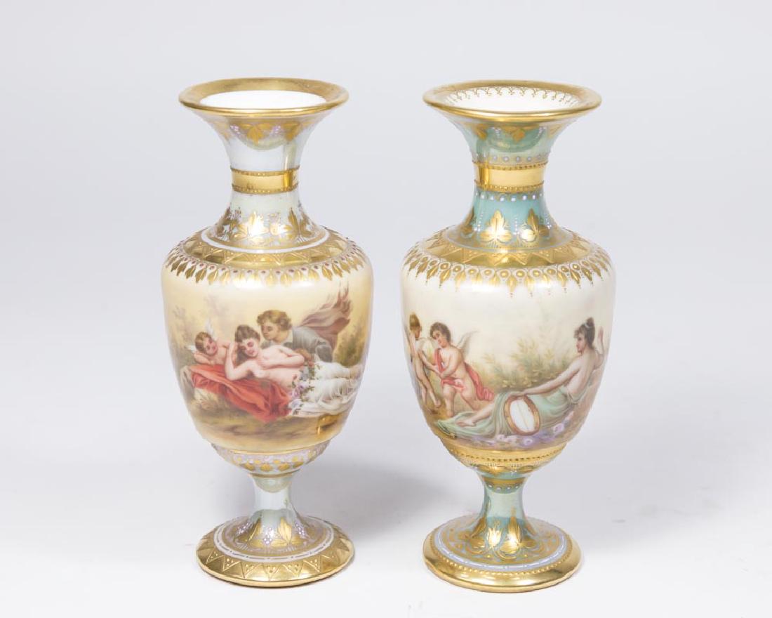 2 Royal Vienna Porcelain Portrait Cabinet Vases (1 of 5)