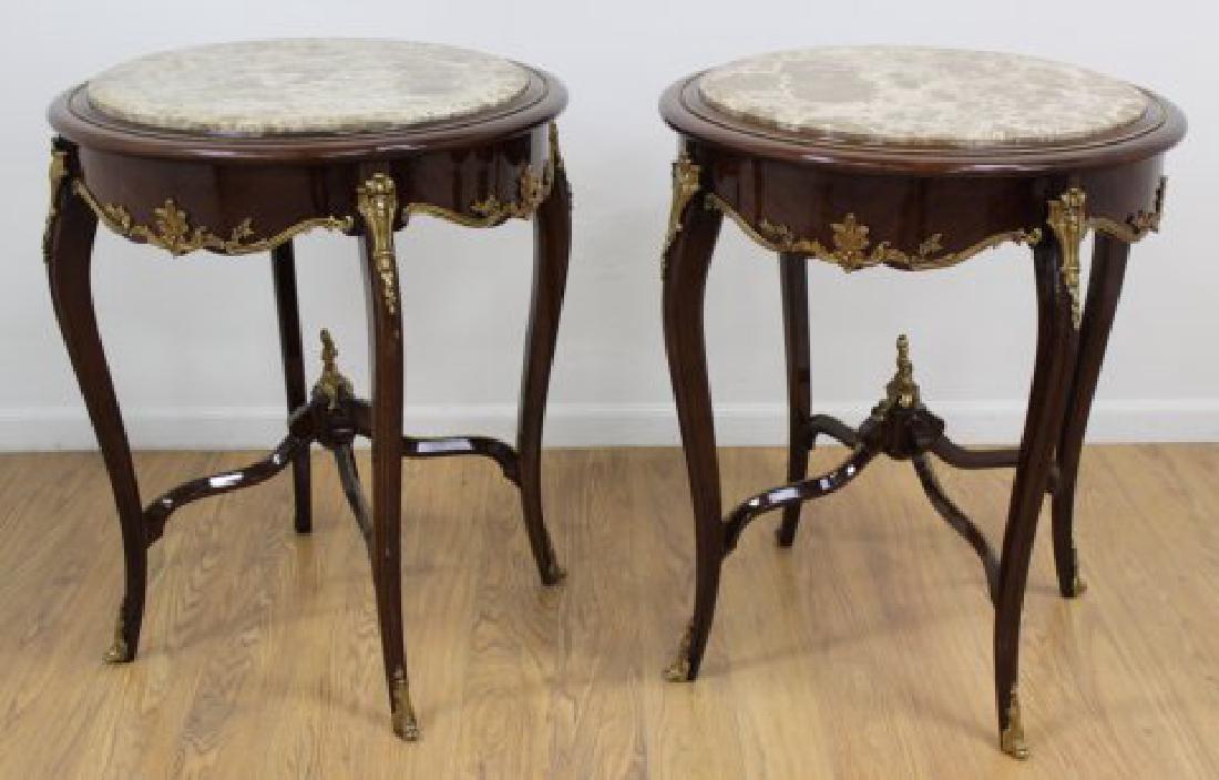 Pair Louis XV Style Marble Top Side Tables (1 of 4)