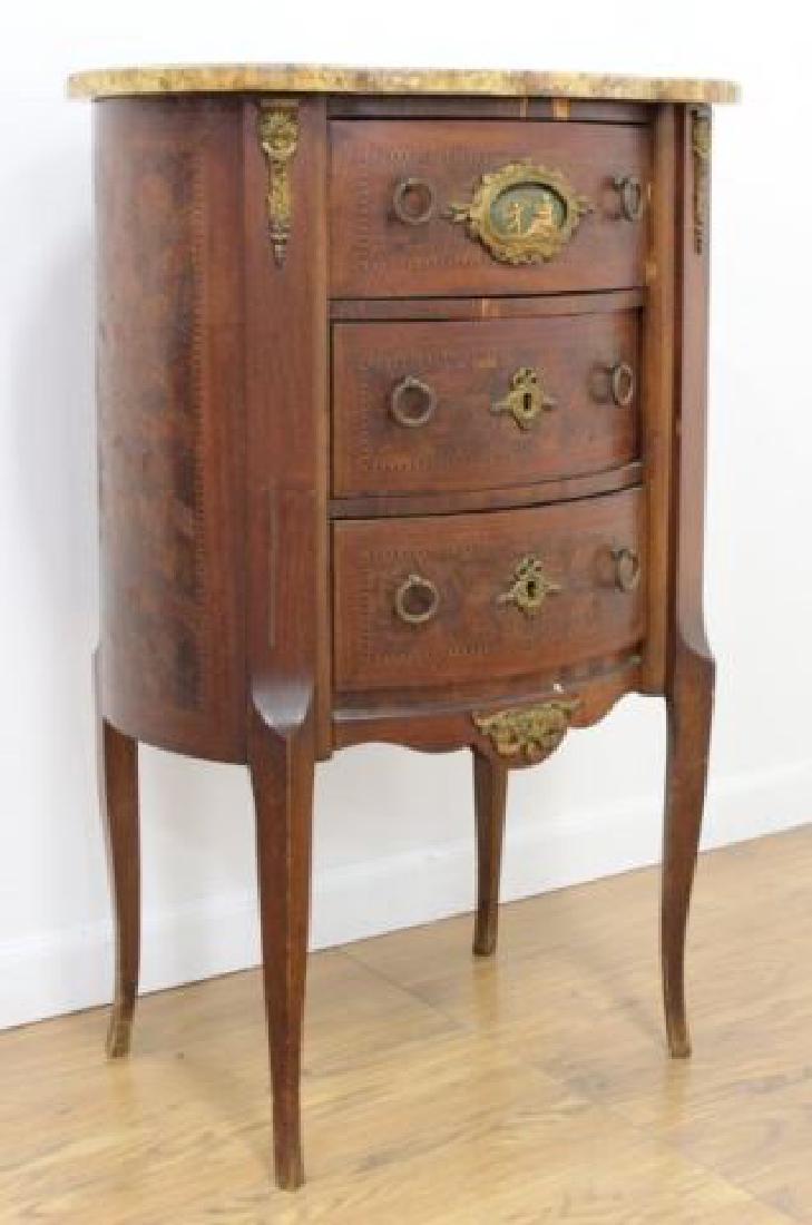 :French Marble Top Kidney Shape Inlaid Commode (1 of 4)