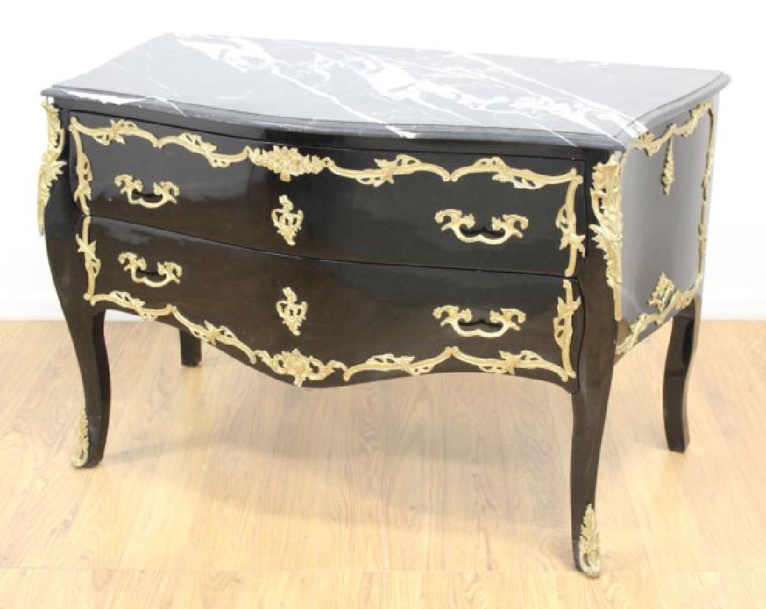 Louis XV Style Black Lacquer Bombe Commode (1 of 4)