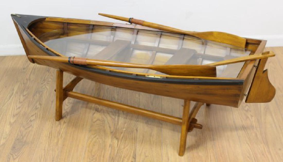 Black Paint Walnut Boat Form Coffee Table (1 of 2)