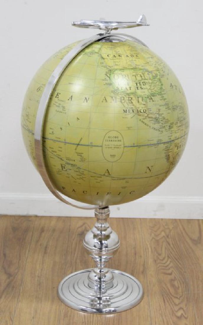 Deco Style Globe on Stand: Approx. 31 3/4" H.