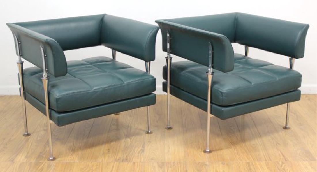 Pair Contemporary Chrome Armchairs (1 of 5)