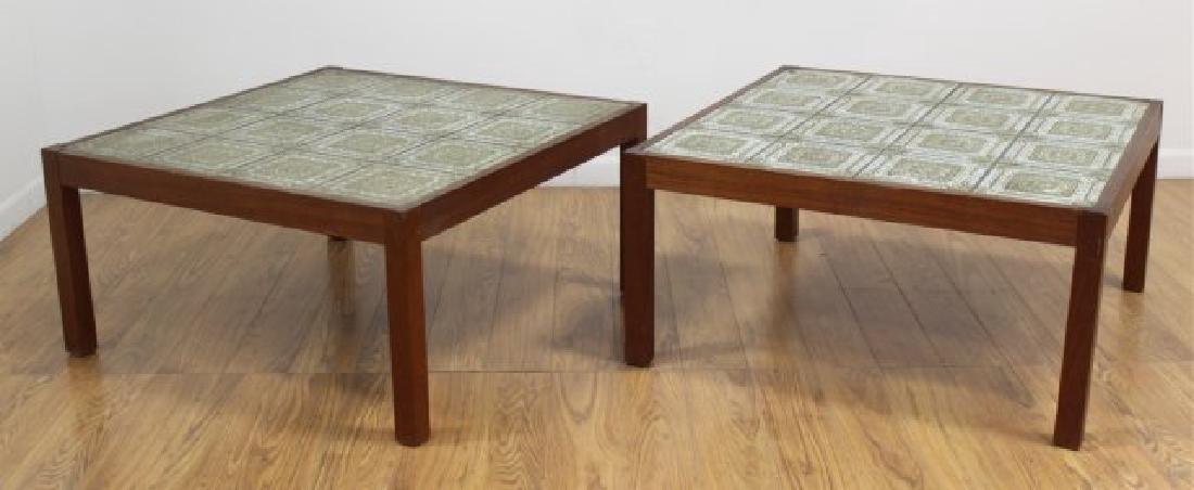 Pair Danish Modern Tile Top Coffee Tables (1 of 4)