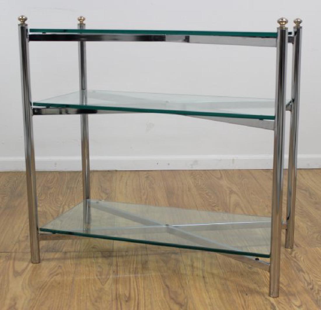 :Chrome & Glass 3-Tier Display Table (1 of 3)
