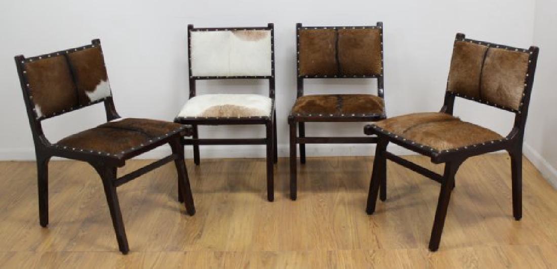 Set 4 Side Chairs Upholstered in Cow Hide (1 of 3)
