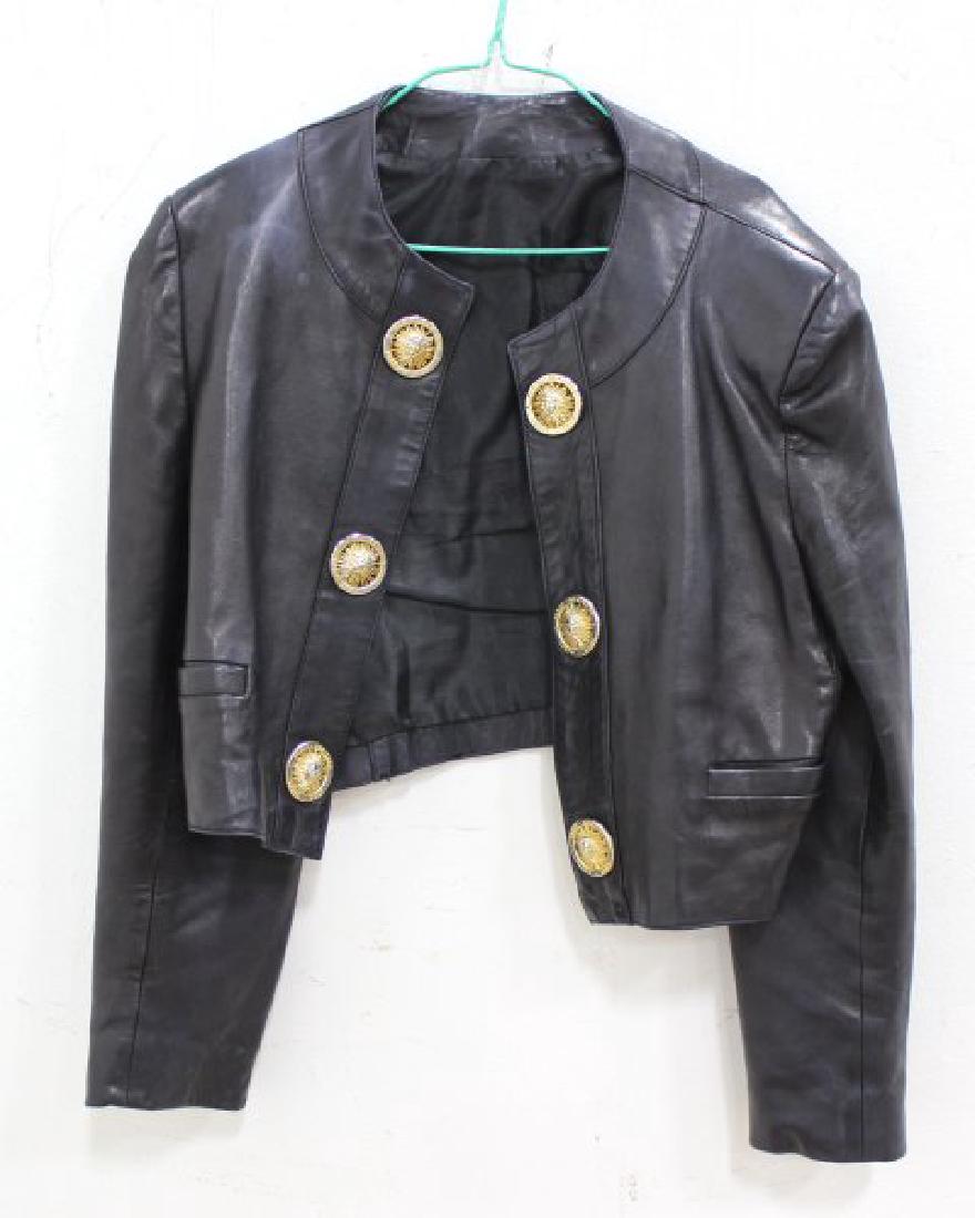 Vintage Black Kid Skin Leather Bomber Coat (1 of 2)