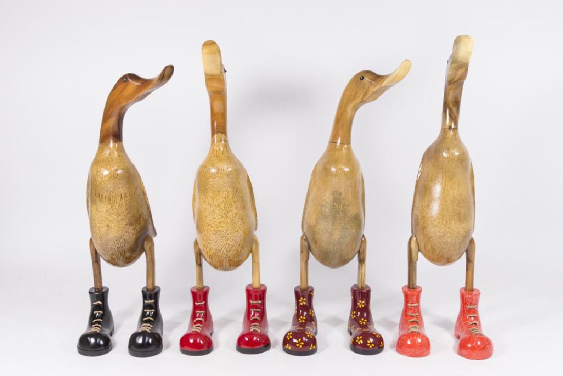 Set 4 Wood Ducks: Contemporary. Approx. 17 1/2" H.