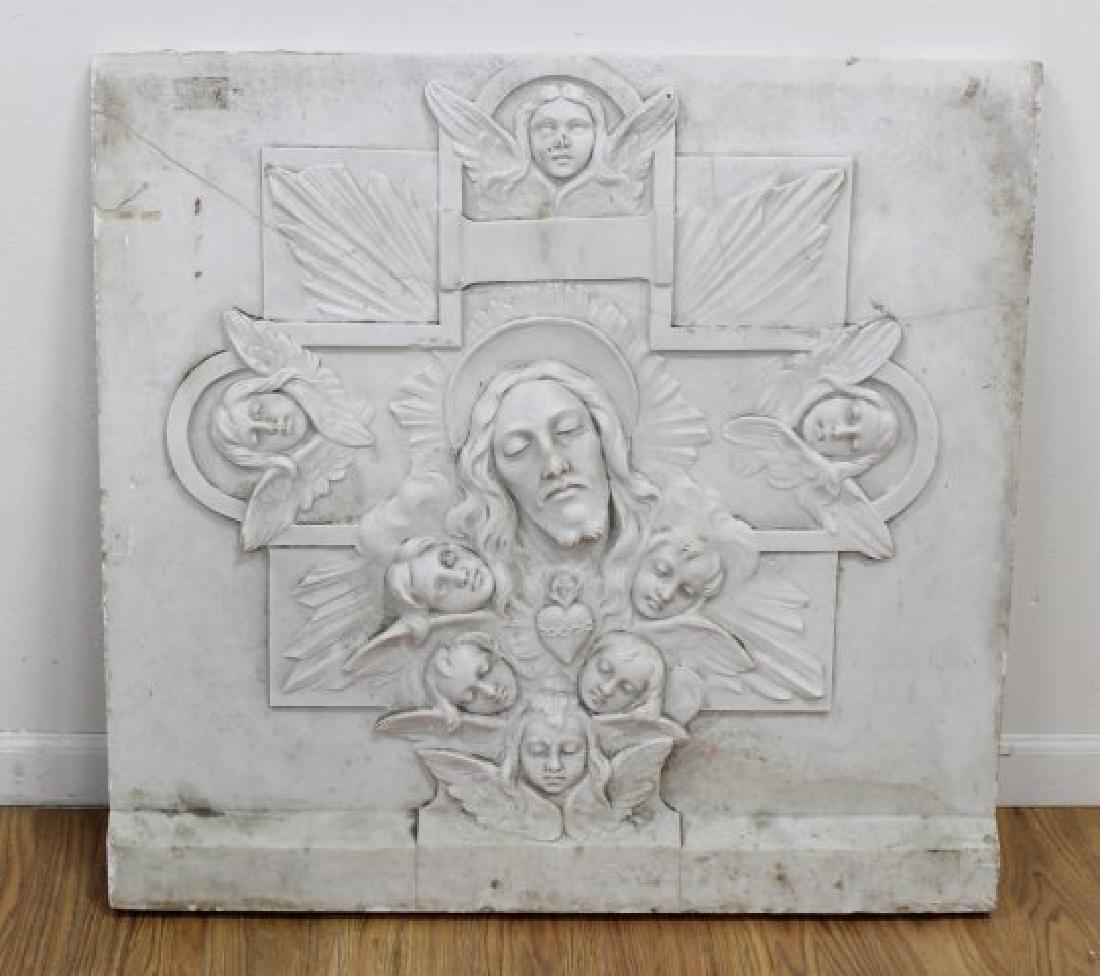 Religious Marble Plaque Depicting Jesus & Angels (1 of 3)