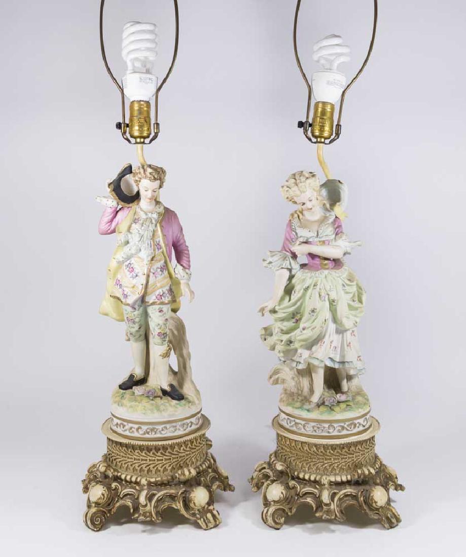 Pair Figural Bisque Lamps (1 of 6)
