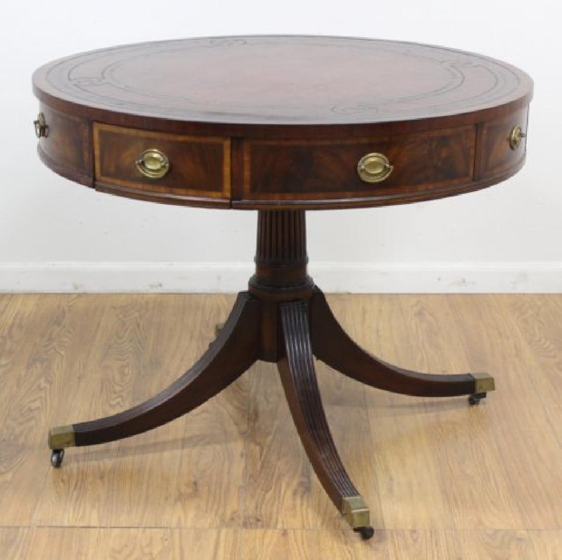 Round Leather Top Drum Table (1 of 2)