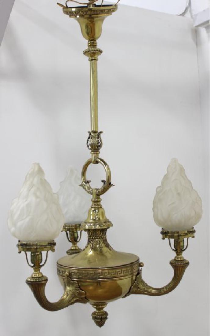 Victorian Brass 3-Light Chandelier (1 of 3)