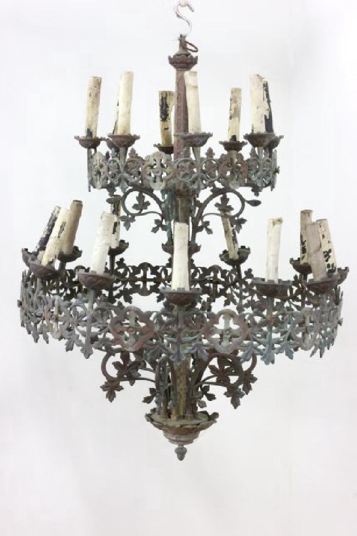 Gothic Revival Cast Brass 20-Light Chandelier (1 of 4)