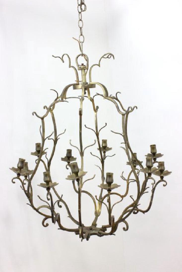 Louis XV Style Brass 12-Light Chandelier: Approx. 20 1/2" H x 27" diameter.