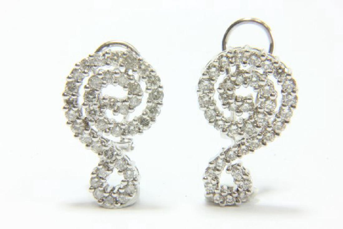 14K White Gold & Diamond G-Clef Earrings (1 of 3)
