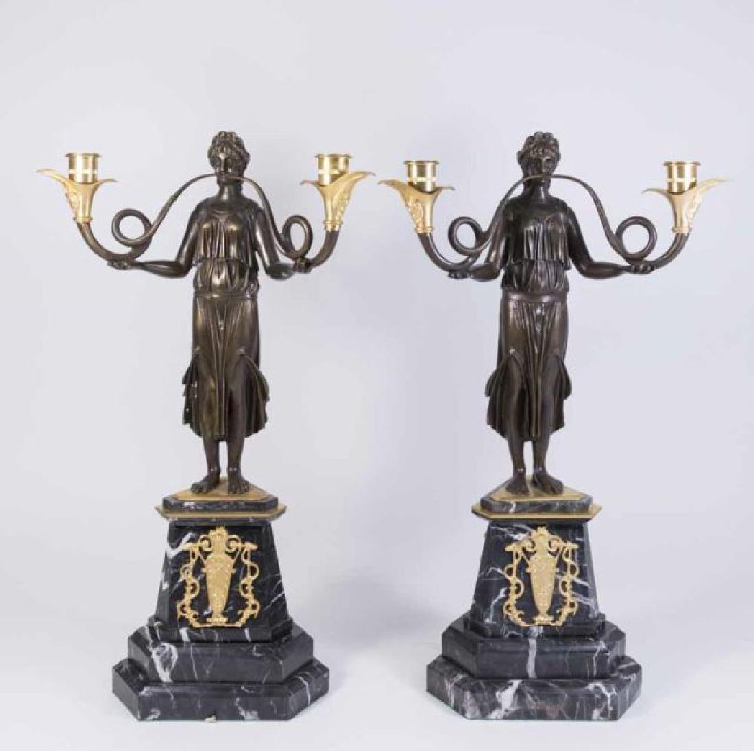 :Pair Empire Style Bronze Figural Candelabra (1 of 6)