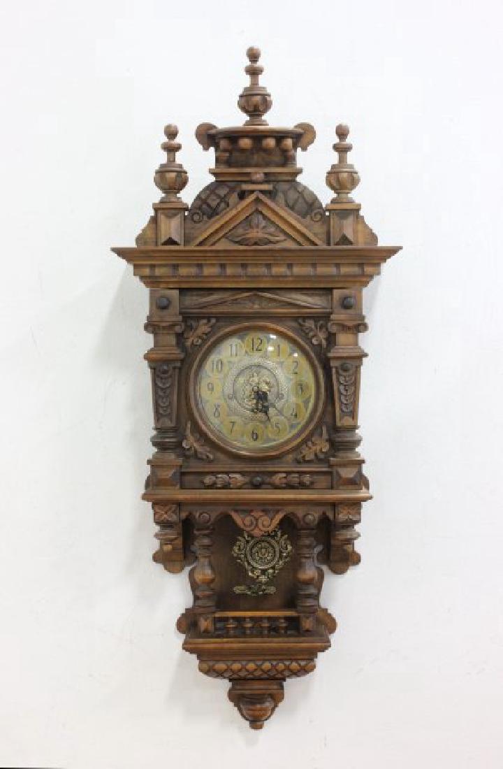 Walnut Carved Wall Clock with Westminster Chimes (1 of 7)