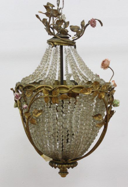 4-Light Beaded Bronze & Crystal Chandelier (1 of 2)