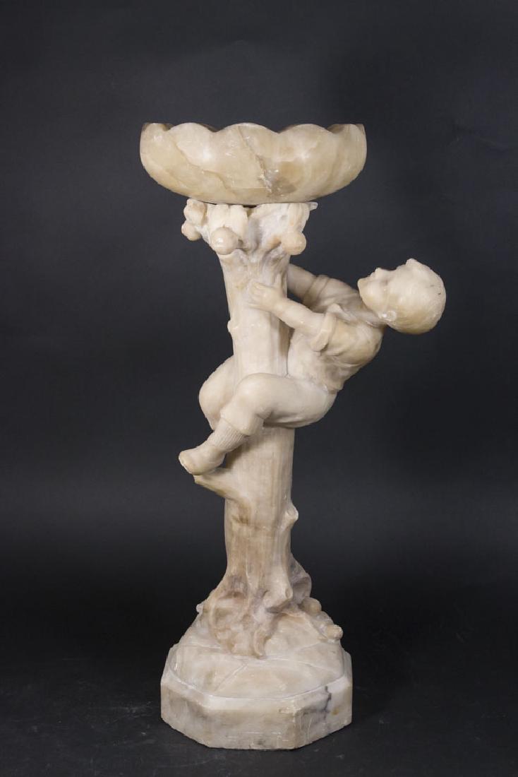 Alabaster Figural Lamp: Approx. 22" H. Repairs.
