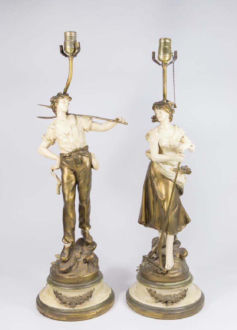 Pair White Metal Figural Lamps (1 of 7)