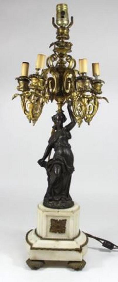:19th C. Bronze & Marble Figural 5-Arm Candelabra (1 of 5)