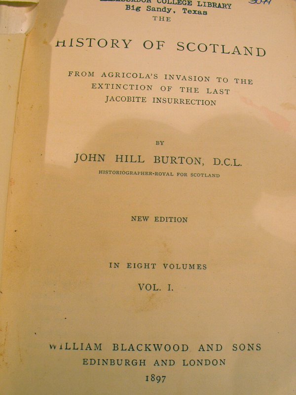 8V SCOTTISH HISTORY John Burton Edinburgh 1897 - 2