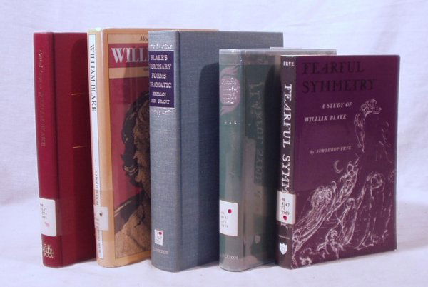 5V BLAKE CRITICISM Erdman Bloom Frye Adams Drama: This auction lot includes the following group of titles: - Critical Essays on William Blake by Adams - Dated 1991 by Hall - Blake's Visionary Forms Dramatic by Erdman - Dated 1970 by Princeton U.