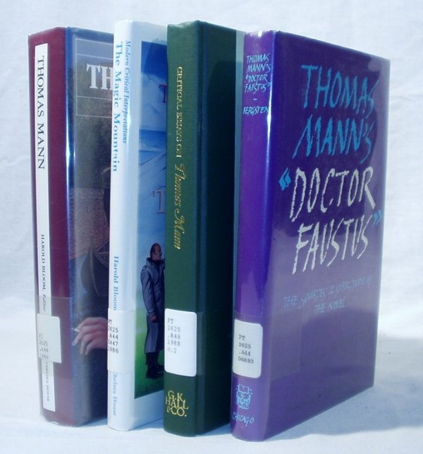 4V MANN Faustus Bergsten Ezergailis Bloom Magic: This auction lot includes the following group of titles: - Thomas Mann by Bloom - Dated 1986 by Chelsea - Modern Critical Views - The Magic Mountain by Bloom - Dated 1986 by Chelsea - Modern Criti