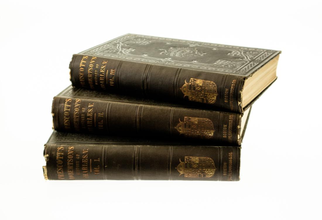 3V William Robertson THE HISTORY OF THE REIGN OF THE: 3V William Robertson THE HISTORY OF THE REIGN OF THE EMPEROR CHARLES THE FIFTH 1857 Decorative Gilt Binding Complete Set William H Prescott Account Emperors Life After Abdication Holy Roman Empire Spa