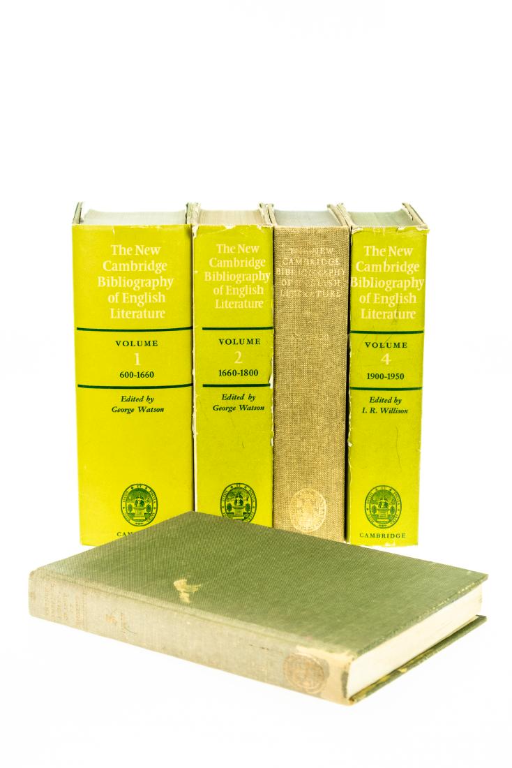 5V George Watson THE NEW CAMBRIDGE BIBLIOGRAPHY OF: 5V George Watson THE NEW CAMBRIDGE BIBLIOGRAPHY OF ENGLISH LITERATURE 1974 Complete Set Dust Jackets British Isles Primary Secondary Sources Materials Collections Scholars Writers Literary History Ind