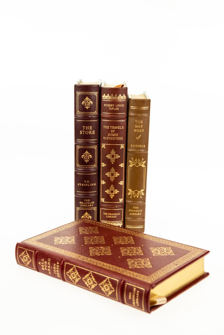 4V Pulitzer Prize Novels FRANKLIN LIBRARY FANCY LEATHER: 4V Pulitzer Prize Novels FRANKLIN LIBRARY FANCY LEATHER LIMITED EDITIONS Gilt A Bell For Adano John Hersey The Way West A B Guthrie Travels Of Jaimie McPheeters Robert Lewis Taylor The Store T S Strib