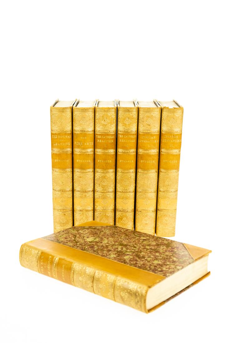 7V John Addington Symonds RENAISSANCE IN ITALY: 7V John Addington Symonds RENAISSANCE IN ITALY 1897-1898 Private Deluxe Fancy Leather Binding Gilt Complete Set Italian History Literature Catholic Church Revival Of Learning Fine Arts Henry Young & S