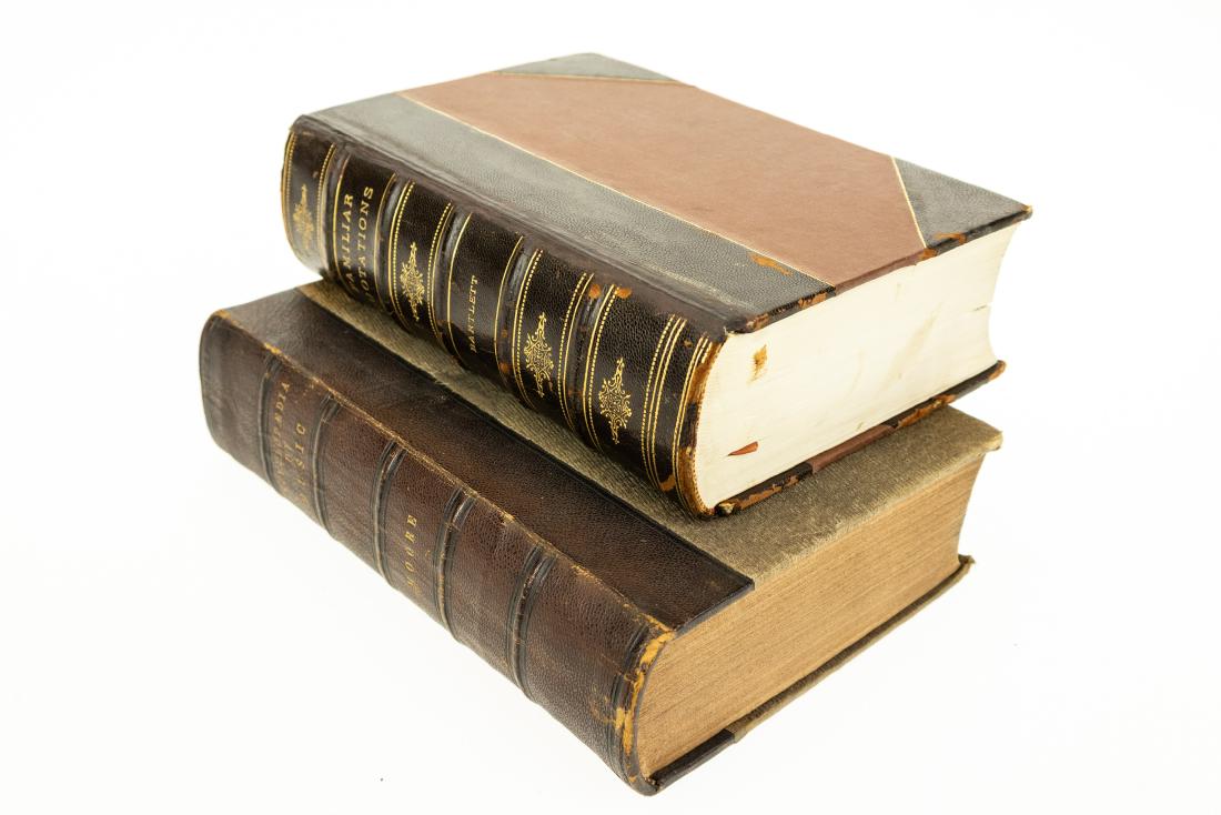 2V DECORATIVE ANTIQUE LEATHERBOUND REFERENCE Large: 2V DECORATIVE ANTIQUE LEATHERBOUND REFERENCE Large Format Encyclopaedia Of Music John W Moore Illustrated Musical Notation Vocal Instrumental Familiar Quotations Ancient Modern Literature Phrases Pass