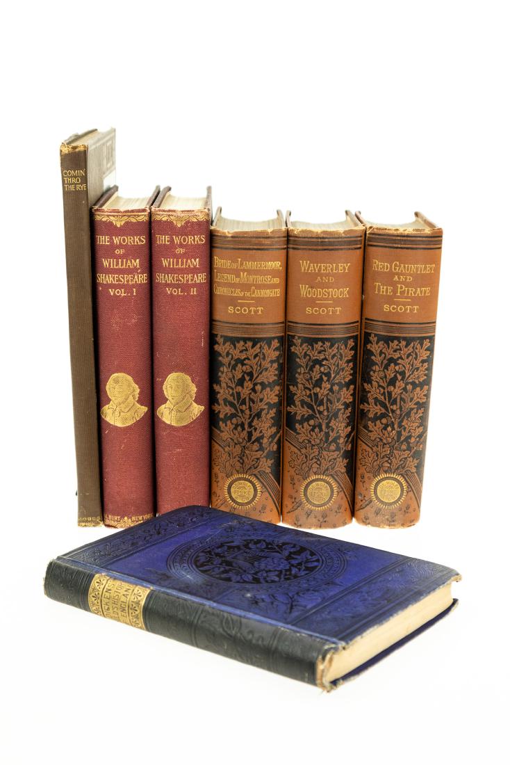 7V Collectible Books DECORATIVE ANTIQUE LITERATURE: 7V Collectible Books DECORATIVE ANTIQUE LITERATURE Victorian Gilt Bindings Charles Dickens Childs History England Sir Walter Scott Waverley William Shakespeare Illustrated Poetry Clarence F Underwood 