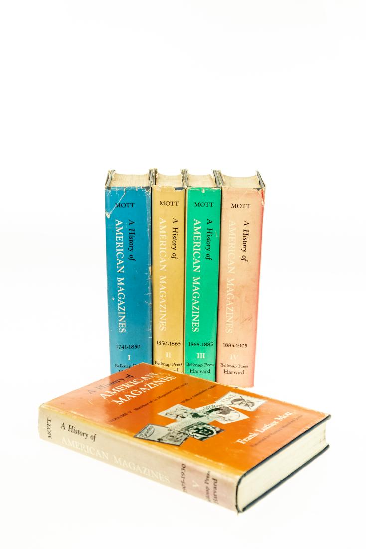 5V Frank Luther Mott A HISTORY OF AMERICAN MAGAZINES: 5V Frank Luther Mott A HISTORY OF AMERICAN MAGAZINES 1957/1968 Original Dust Jackets 1741-1930 Editing Management Monthlies Finance Women Politics Economics Harpers Class Periodicals Literary Gazette 