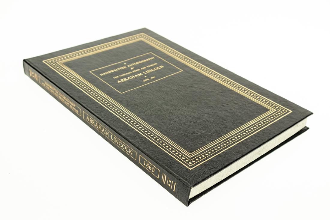 Abraham Lincoln HANDWRITTEN AUTOBIOGRAPHY FOR THE: Abraham Lincoln HANDWRITTEN AUTOBIOGRAPHY FOR THE CHICAGO PRESS AND TRIBUNE JUNE 1860 Easton Press Reproduction Facsimile Leather Clamshell Case Gilt US President Life Writings Treasures Of The Librar