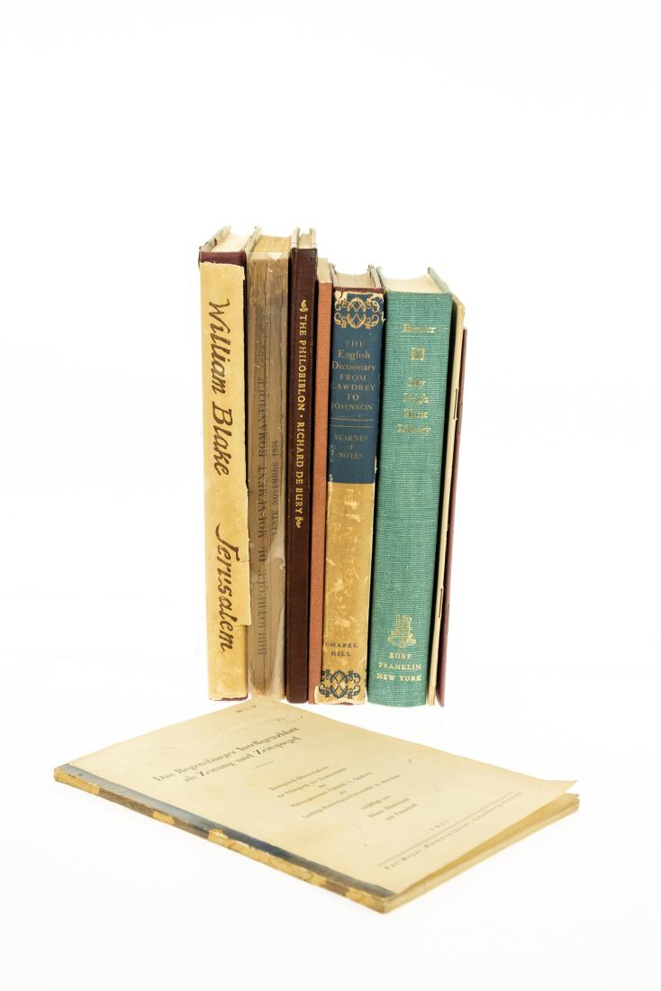 9V Collectible Reference BOOKS-ON-BOOKS & LITERARY: 9V Collectible Reference BOOKS-ON-BOOKS & LITERARY HISTORY Vintage & Antique Bibliographic Hans Baumann Daniel Defoe Thomas Mann English Dictionary Leigh Hunt Library Luther A Brewer Philobiblon Richa