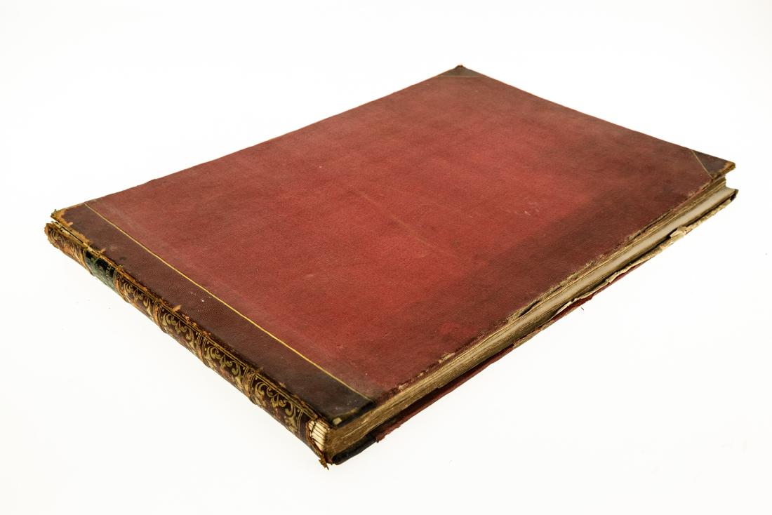 VIEWS ON THE MEDITERRANEAN ANTIQUE PRIVATELY: VIEWS ON THE MEDITERRANEAN ANTIQUE PRIVATELY COMMISSIONED PLATE VOLUME c1870 Panoramic Folio Decorative Binding Gilt Engravings Chromolithographs Italy France Spain Interlacken Rome Interieur Napolita