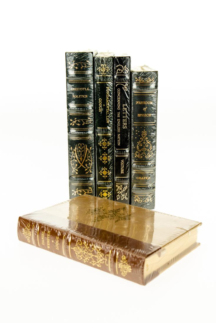 5V Political Treatises CLASSICS OF LIBERTY LIBRARY: 5V Political Treatises CLASSICS OF LIBERTY LIBRARY Falcon Press New in Shrinkwrap Leatherbound Aristotle Voltaire Gough Lodge Chafee Daniel Webster Freedom of Speech Book Details: This group of decora