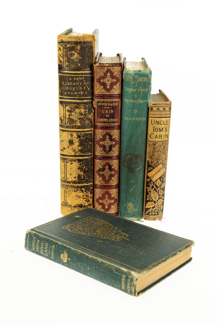 5V Collectible Books DECORATIVE ANTIQUE BINDINGS Gilt: 5V Collectible Books DECORATIVE ANTIQUE BINDINGS Gilt Leather Dixieland Frank L Stanton South Uncle Toms Cabin Harriet Beecher Stowe Saone Summer Voyage Philip Gilbert Hamerton Joseph Pennell Illustra