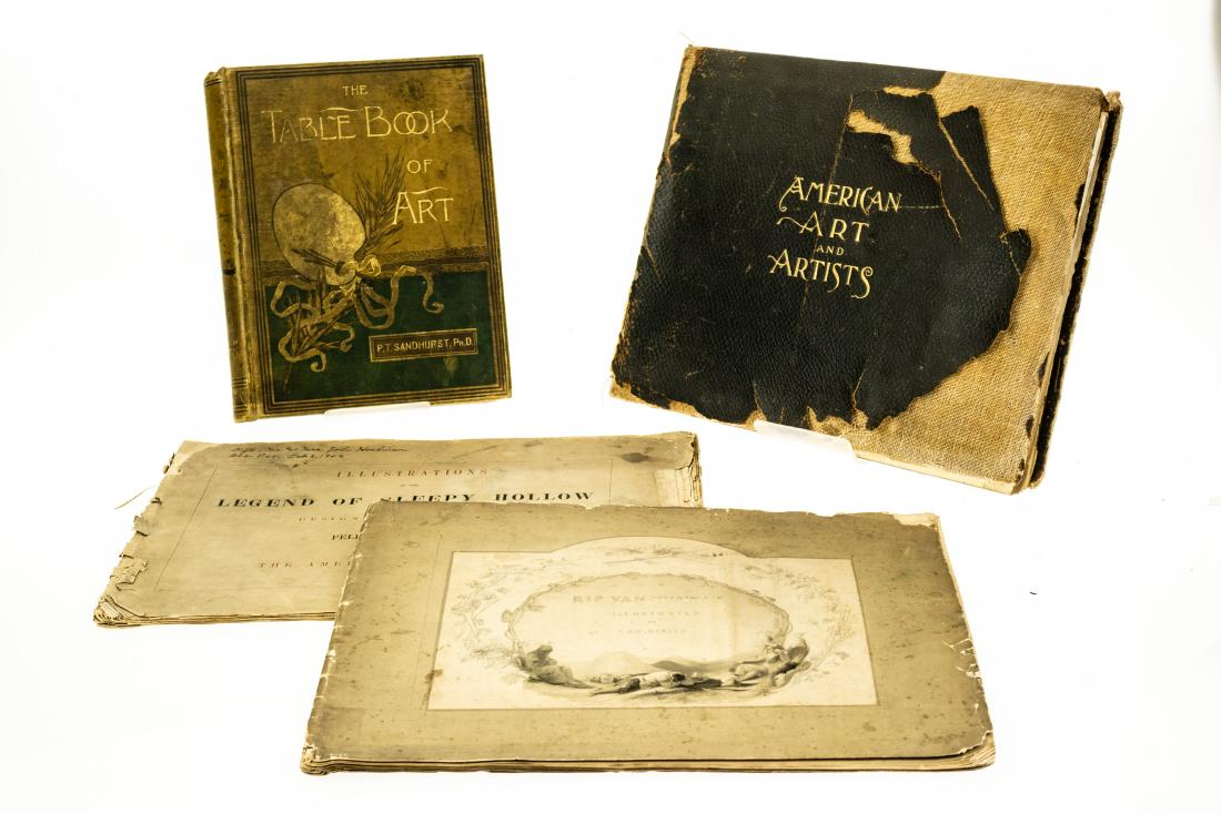 4V Collectible Art Books ANTIQUE ART HISTORY & PLATE: 4V Collectible Art Books ANTIQUE ART HISTORY & PLATE BOOKS Gilt Felix O C Darley Rip Van Winkle Legend Of Sleepy Hollow American Art-Union P T Sandhurst American Art & Artists Illustrated Flemish Titi