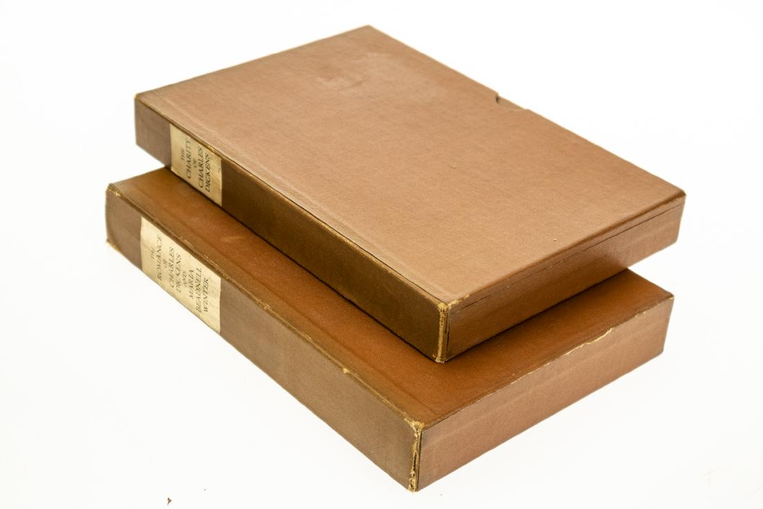 2V Edward F Payne BIBLIOPHILE SOCIETY LIMITED: 2V Edward F Payne BIBLIOPHILE SOCIETY LIMITED EDITIONS-DICKENS 1929 Full Leather Deluxe Bindings Watermarked Heavy Paper Two-Stage Custom Slipcases Romance Charles Dickens & Maria Beadnell Winter Char
