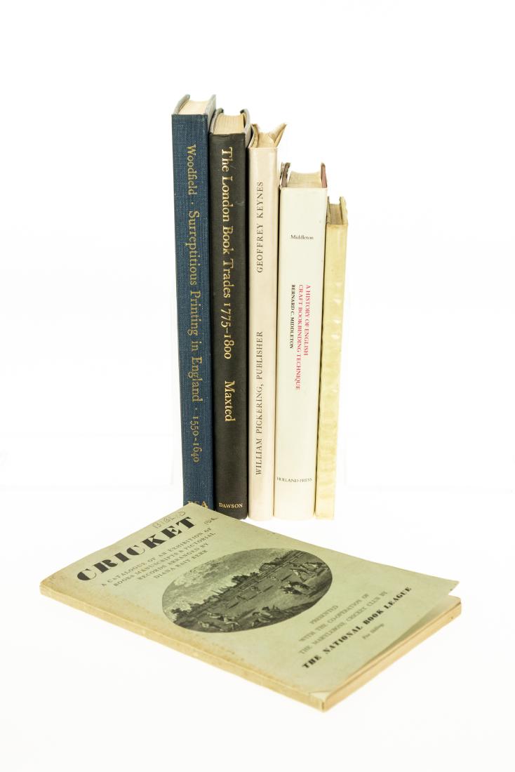 6V HISTORY OF BOOKS AND PRINTING IN ENGLAND: 6V HISTORY OF BOOKS AND PRINTING IN ENGLAND Bibliographic Cricket Catalogue Exhibition Manuscripts Pictorial Records National Book League Marylebone Cricket Club J W Goldman William Morris Kelmscott P
